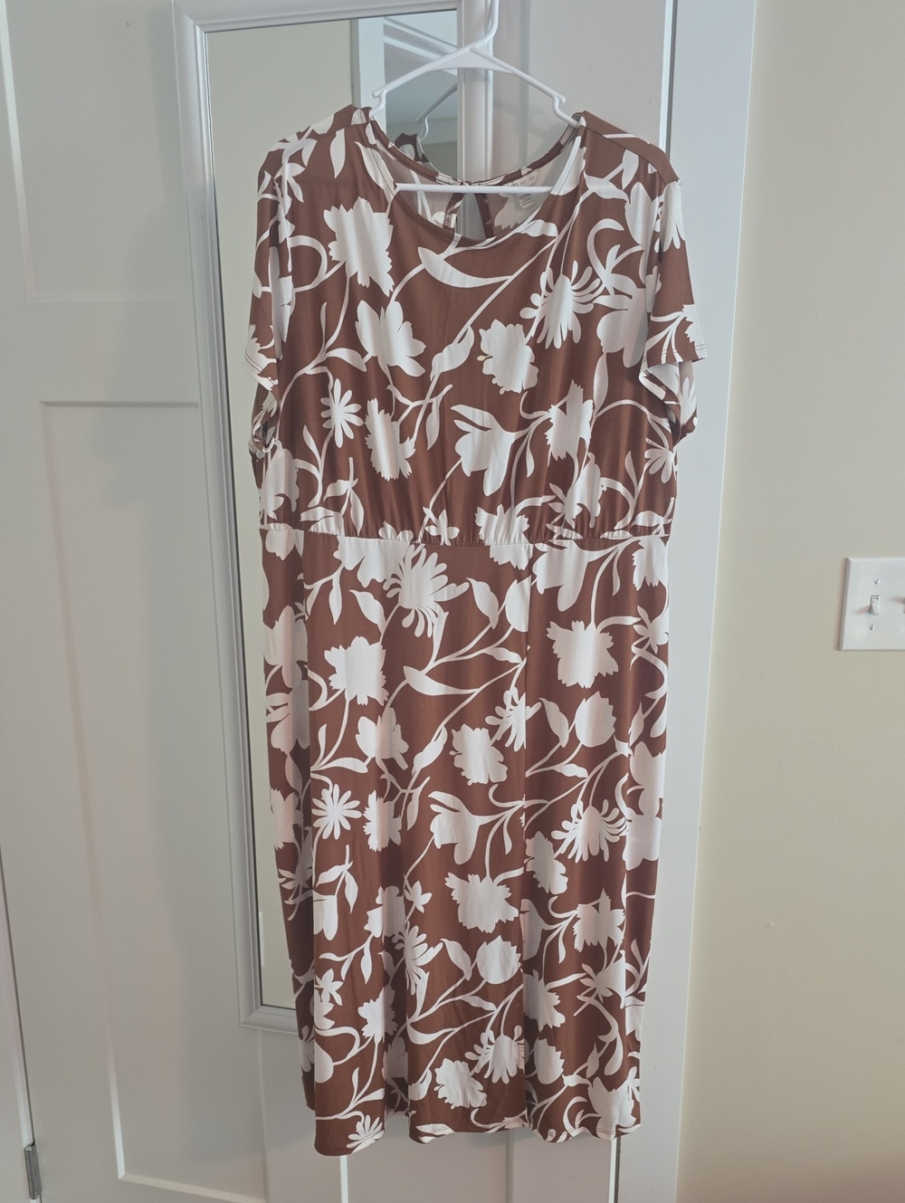 Cato Brown and White Floral Midi Dress